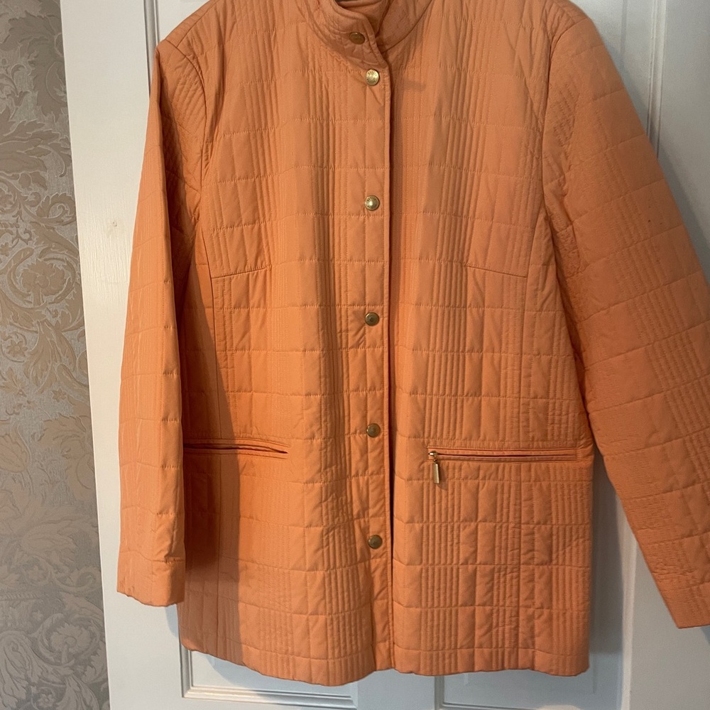 Women's Peach Quilted Jacket Basler 42 12 xl Barn Coat - Picture 6 of 11
